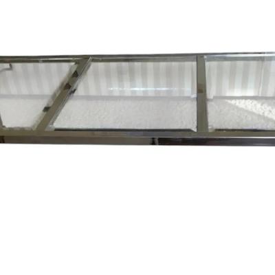 Silver Glass Sofa Table With Gold Accents