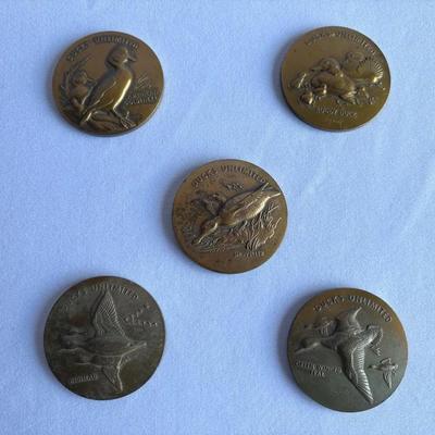 Vintage Ducks Unlimited Bronze Medallions, Including An American Golden Eye & A Rudy Duck Medallion
