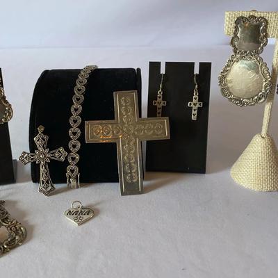 Sterling Silver Items: Bracelet, 3 Pair Earrings, & 4 Pendants