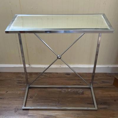 Silver Sofa Table Clear Glass Top Coffee Laptop Side End Table
