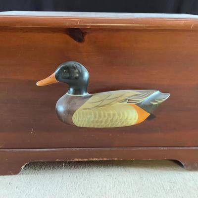 Decorative Wooden Storage Box With Applied Mallard Duck