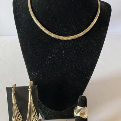 Sterling Silver Necklace, Drop Earrings & Ring
