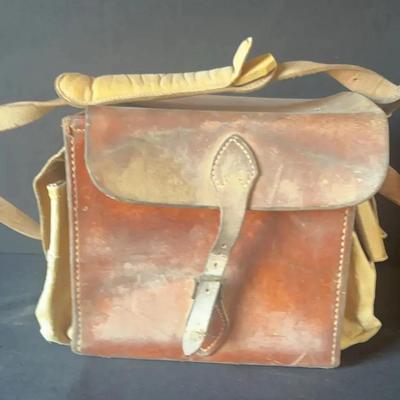 vintage Swiss Army leather messenger bag, also known as a Schweizer Armee Umhängetasche, likely made