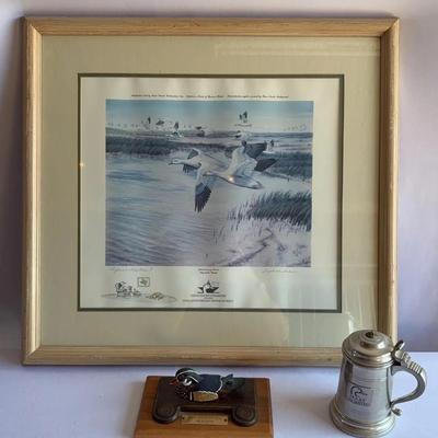 50th Anniversary Sponsor Print For Ducks Unlimited, Tankard, And Award Plaque