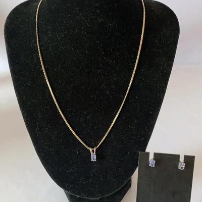 Sterling Silver Chain And Earrings With Gemstones