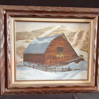  Jill Tysseland Canvas Painting Rustic Wooden Barn In A Snowy Landscape