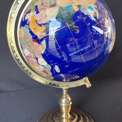 Natural Stone & Brass World Globe
