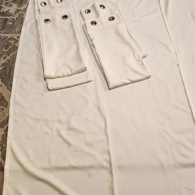 6 White Light Blocking Curtain Panels (52" x 84") & 4 Ruffled Valances