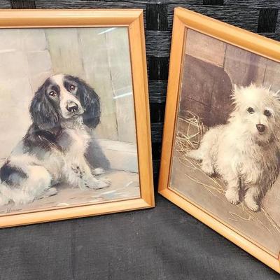 Artist Signed Vintage Prints Of Dogs (9.25" x 11.5")