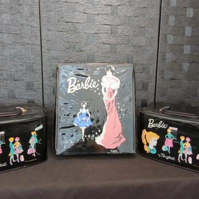 1960's Barbie Carrying Case and 2 Train Cases