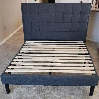 Gray (Queen) Upholstered Platform Bed (READ PICKUP DETAILS IN DESCRIPTION) 