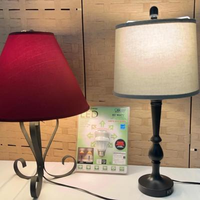 Wrought Iron Table Lamp/Shade and Vivo Home Table Lamp with USB Charging Ports