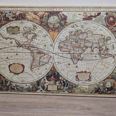 Print on Canvas (2 x 3 feet) of 1600's Nova Terrarvm Orbis Old World Map