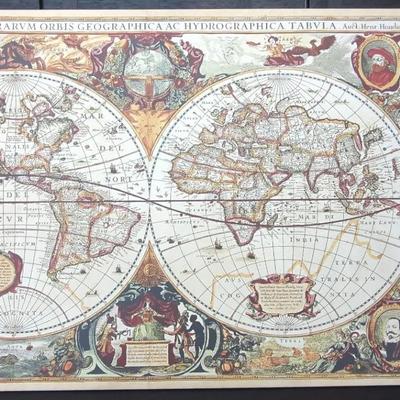 Print on Canvas (2 x 3 feet) of 1600's Nova Terrarvm Orbis Old World Map 