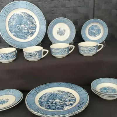 Currier & Ives By Royal "The Old Grist Mill" Serving Set (14 Pieces)