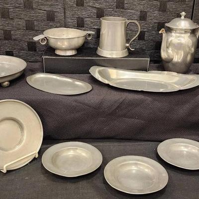 13 Piece Pewter Serving Pieces