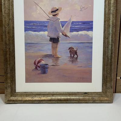 Vintage "Day At The Beach" Framed Print by Christa Kieffer