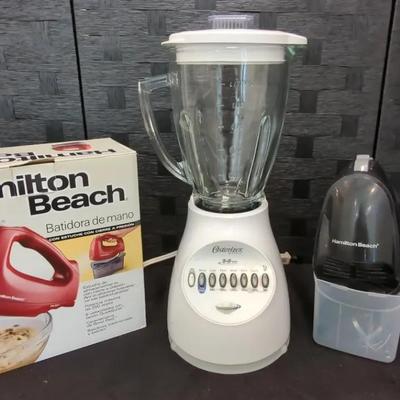 Two Hamilton Beach Hand Mixers (one In box) & Osterizer 14 Speed Blender