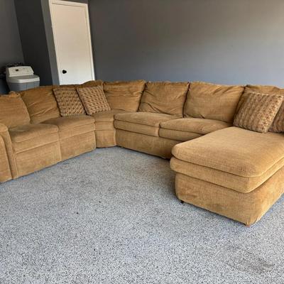 Lazy-Boy Golden Yellow/Tan Tweed Fabric Sectional (READ PICKUP DETAILS IN DESCRIPTION) 