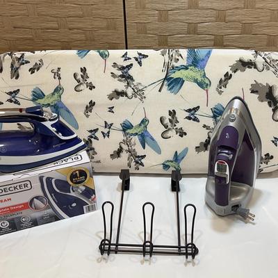 Adjustable Ironing Board, Black & Decker Steam Iron (New) & Hamilton Beach Duration Iron