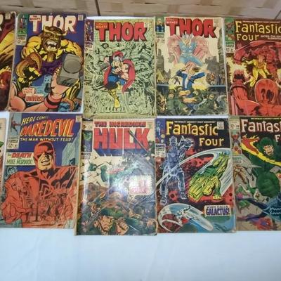 Vintage Comic Books, Including: Daredevil, Thor, Fantastic Four, Incredible Hulk, & Avengers
