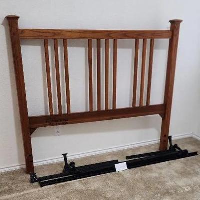 Queen Wooden Headboard & Metal Bed Frame