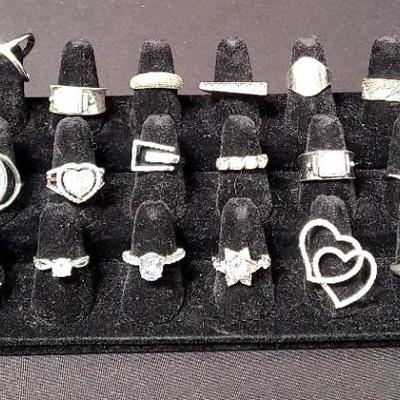 Shimmering Silvertone Costume Jewelry Rings