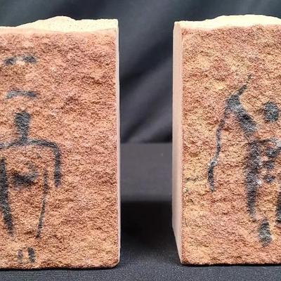 Brawny Bookends - Native, Natural Stone With Artful Details