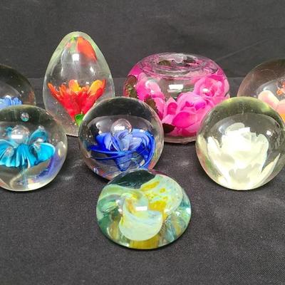 Blossoming Botanical Beauties Handcrafted Glass Paperweights 