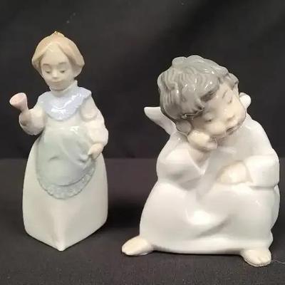 Lladro Mrs.Claus Ornament #5939 And Lladro Angel Thinking #4539