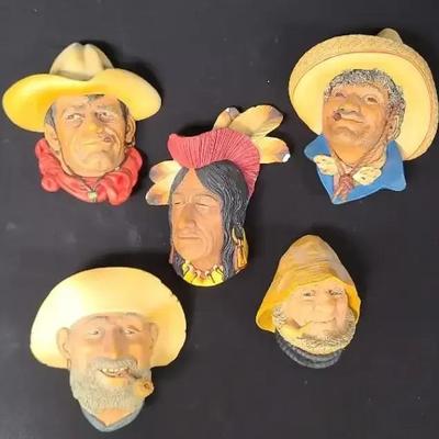 Bossons Chalkware Heads Quintet - Elegant English Creations