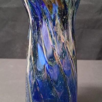 Blown Blue Glass For Brilliant Bouquets - Vivacious Vase, Signed 