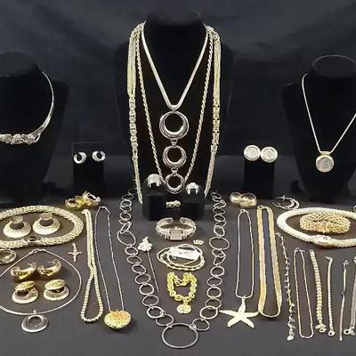 Gold Tone Jewelry Featuring Gruen Watch