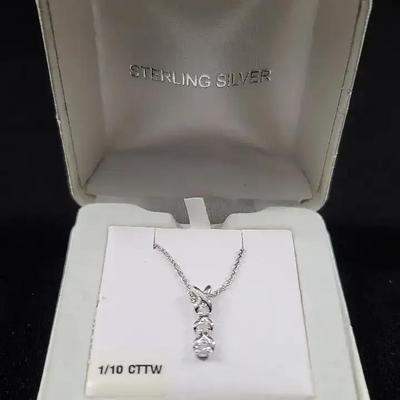 Sterling Silver Diamond Necklace 