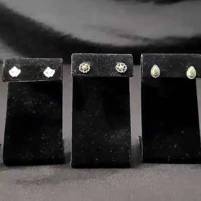 14K, Sterling And Gold Plated Gemstone Earrings 