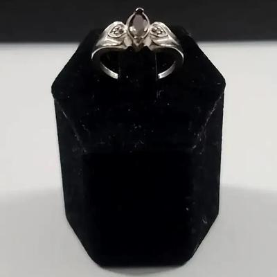 .925 Diamond Accent Gemstone Ring Size 6