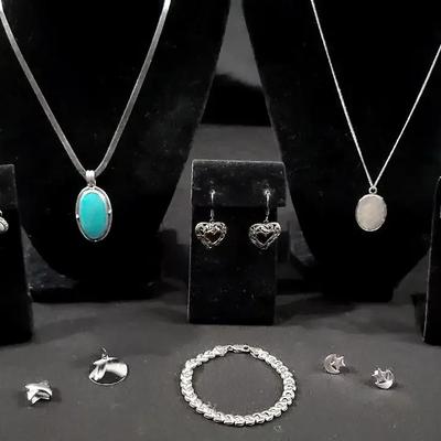 Sterling Necklaces, Bracelet, Earrings And Pendants 