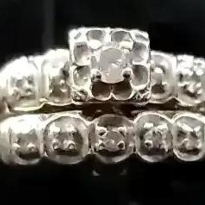 10K Diamond Wedding Ring Set Size 7