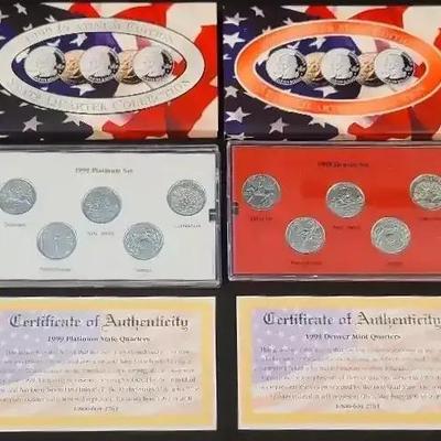 1999 Mint, Platinum And Gold Edition State Quarter Collection 
