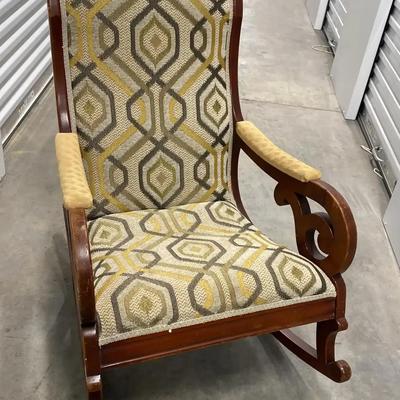 Vintage Upholstered Wooden Rocking Chair