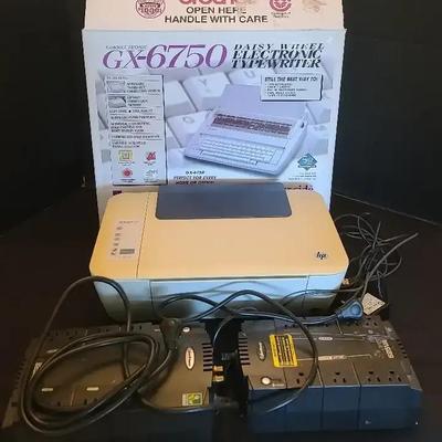Brother GX-6750 Typewriter, HP DeskJet 2542 & Power Strips (Untested)