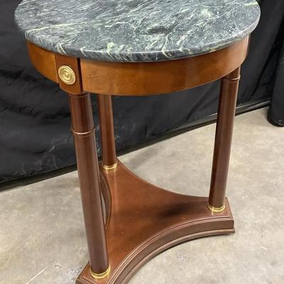 Round Accent Table with Marble-Style Top