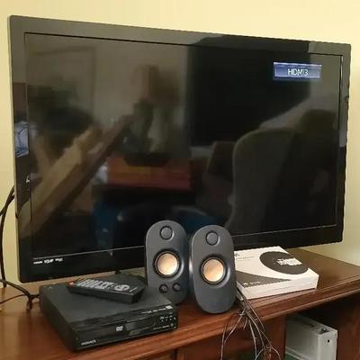 Emerson 38" TV, Portable CD Player & Magnavox DVD Player with Speakers