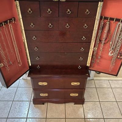 Standing Jewelry Cabinet w/ an Incredible Selection of Jewelry 