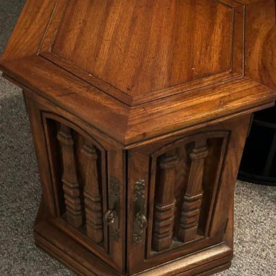 MCM Hexagonal End Table w/ Two Doors 