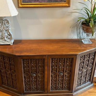 MCM Carved Wood Sideboard 