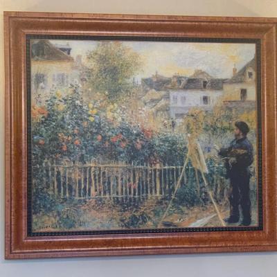Claude Monet in the Argenteuil Garden, Renoir, framed 