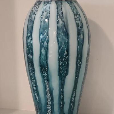 Mid-Century Modern Style Blue and Cream Large Pottery Vase