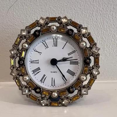 Jeweled Quartz Desk Clock