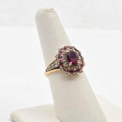 392 • 10k gold ring with semi precious stones, 4.3g